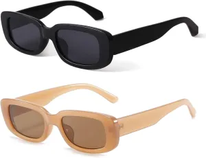 BUTABY Rectangle Sunglasses for Women Retro Driving Glasses 90’s Vintage Fashion Narrow Square Frame UV400 Protection