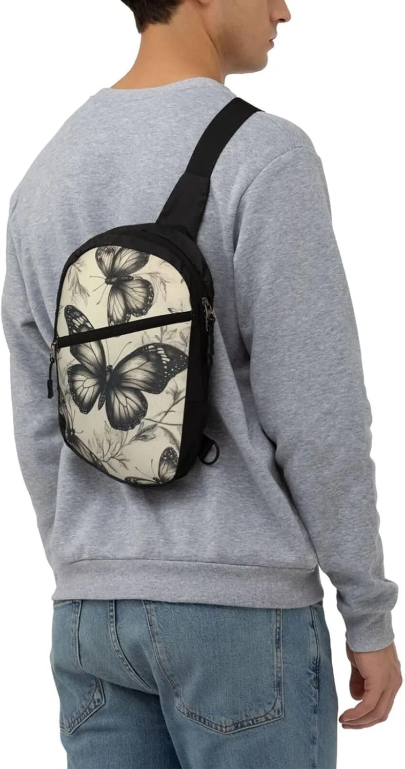 Butterflies Print Crossbody Bags For Women, Sling Bag For Men, Hiking Backpack Lightweight For Casual Outdoor Travel