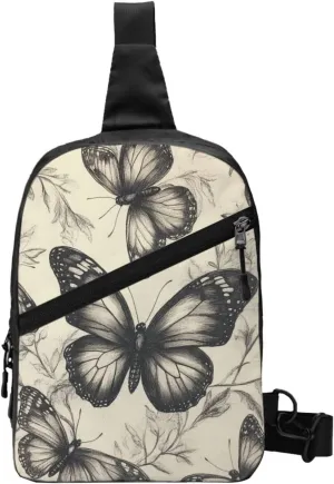 Butterflies Print Crossbody Bags For Women, Sling Bag For Men, Hiking Backpack Lightweight For Casual Outdoor Travel