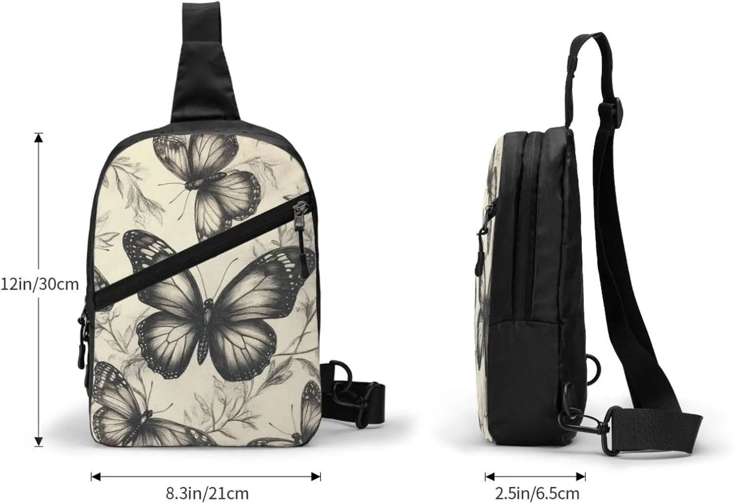 Butterflies Print Crossbody Bags For Women, Sling Bag For Men, Hiking Backpack Lightweight For Casual Outdoor Travel