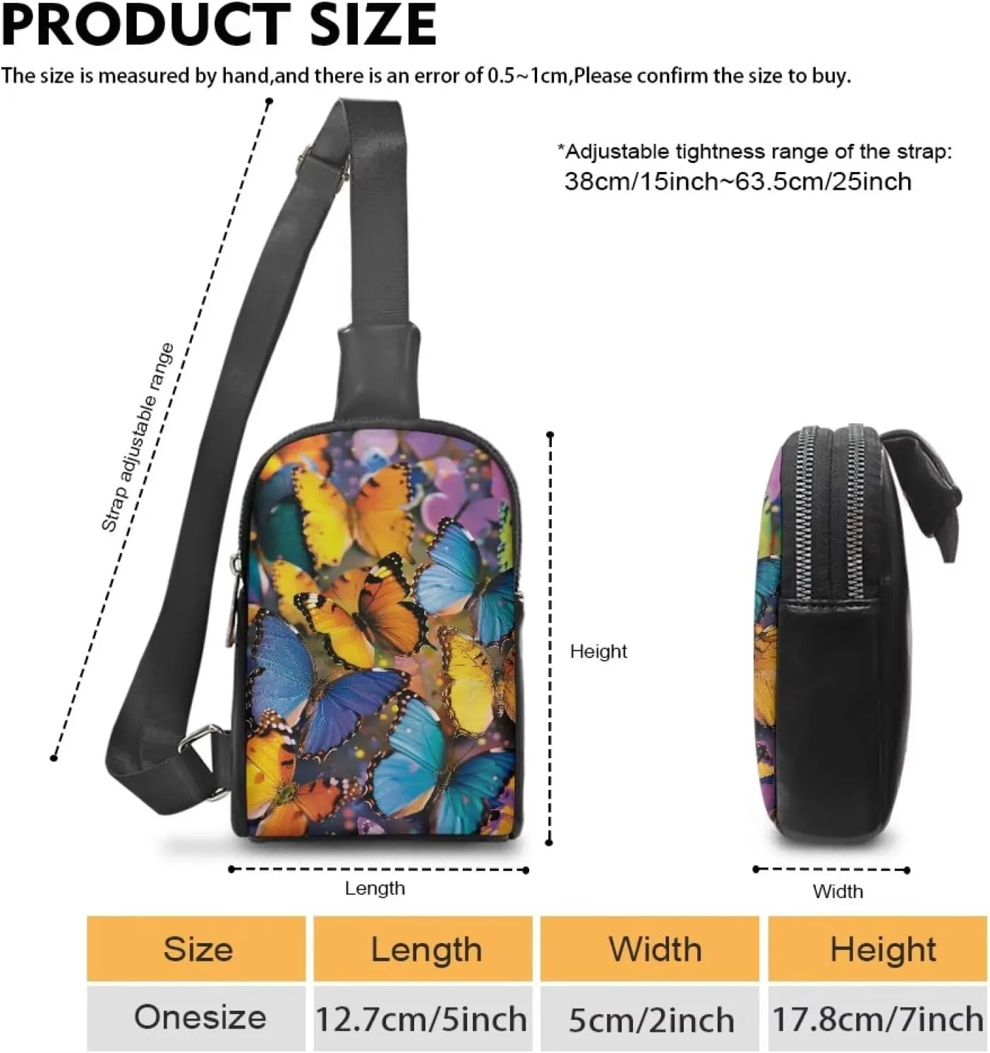 Butterfly Fanny Pack Belt Bag Women Crossbody Waist Bag, Colorful Butterflies Leather Bum Bag Crossbody Bag Waist Pack Chest Bag Purse