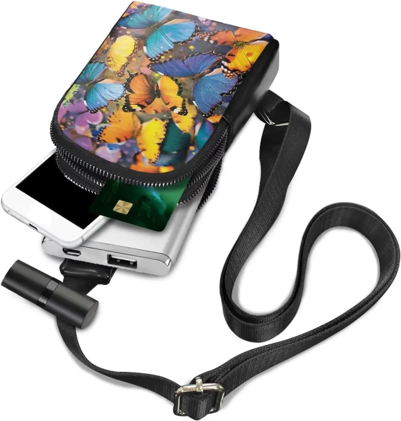 Butterfly Fanny Pack Belt Bag Women Crossbody Waist Bag, Colorful Butterflies Leather Bum Bag Crossbody Bag Waist Pack Chest Bag Purse