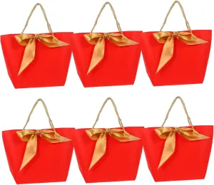 Cabilock 6 Pack Simple Handbags Paper Shopping Bags Wrapping Bags for Travel and Storage