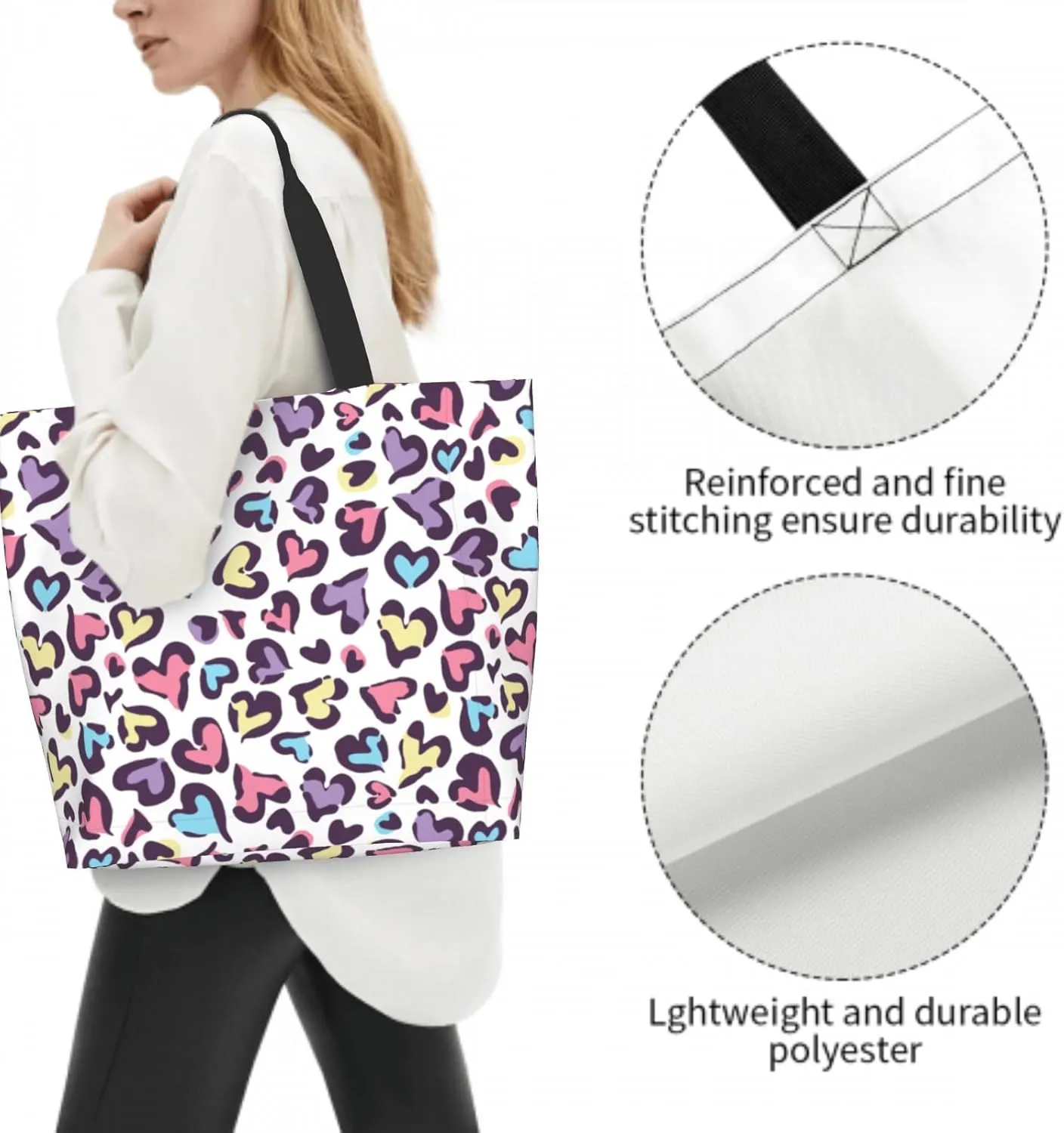 Cafl Tote Bag Shoulder Bag Large Reusable Shopping Bags Portable Storage Handbag