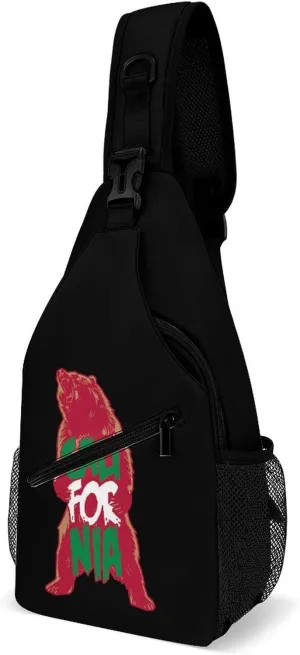 California Bear Printed Crossbody Bags Casual Sling Backpack with Adjustable Strap for Women Men