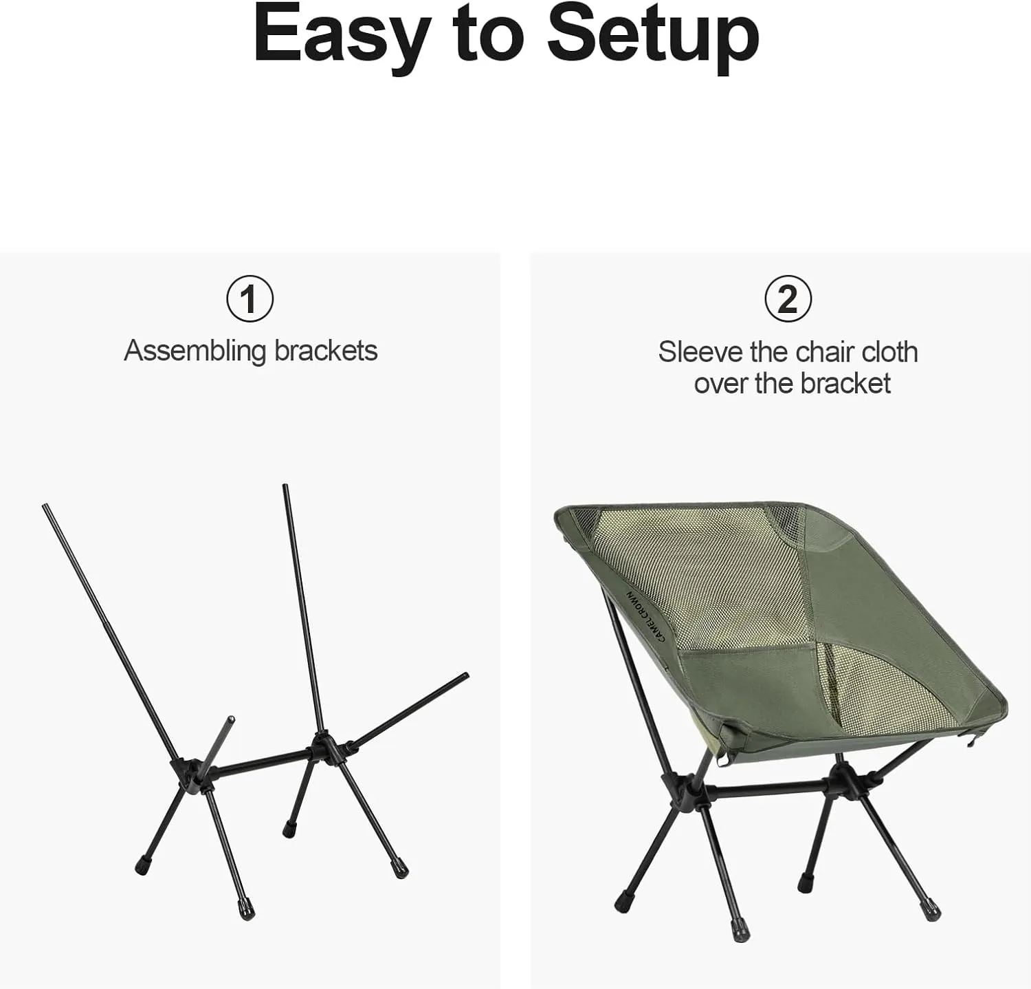 CAMEL CROWN Portable Camping Chair Lightweight Compact Folding Chair Mesh for Outdoor Camp Travel Beach Picnic Festival Hiking Backpacking Army Green