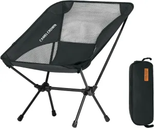 CAMEL CROWN Portable Camping Chair Lightweight Compact Folding Chair Mesh for Outdoor Camp Travel Beach Picnic Festival Hiking Backpacking Black