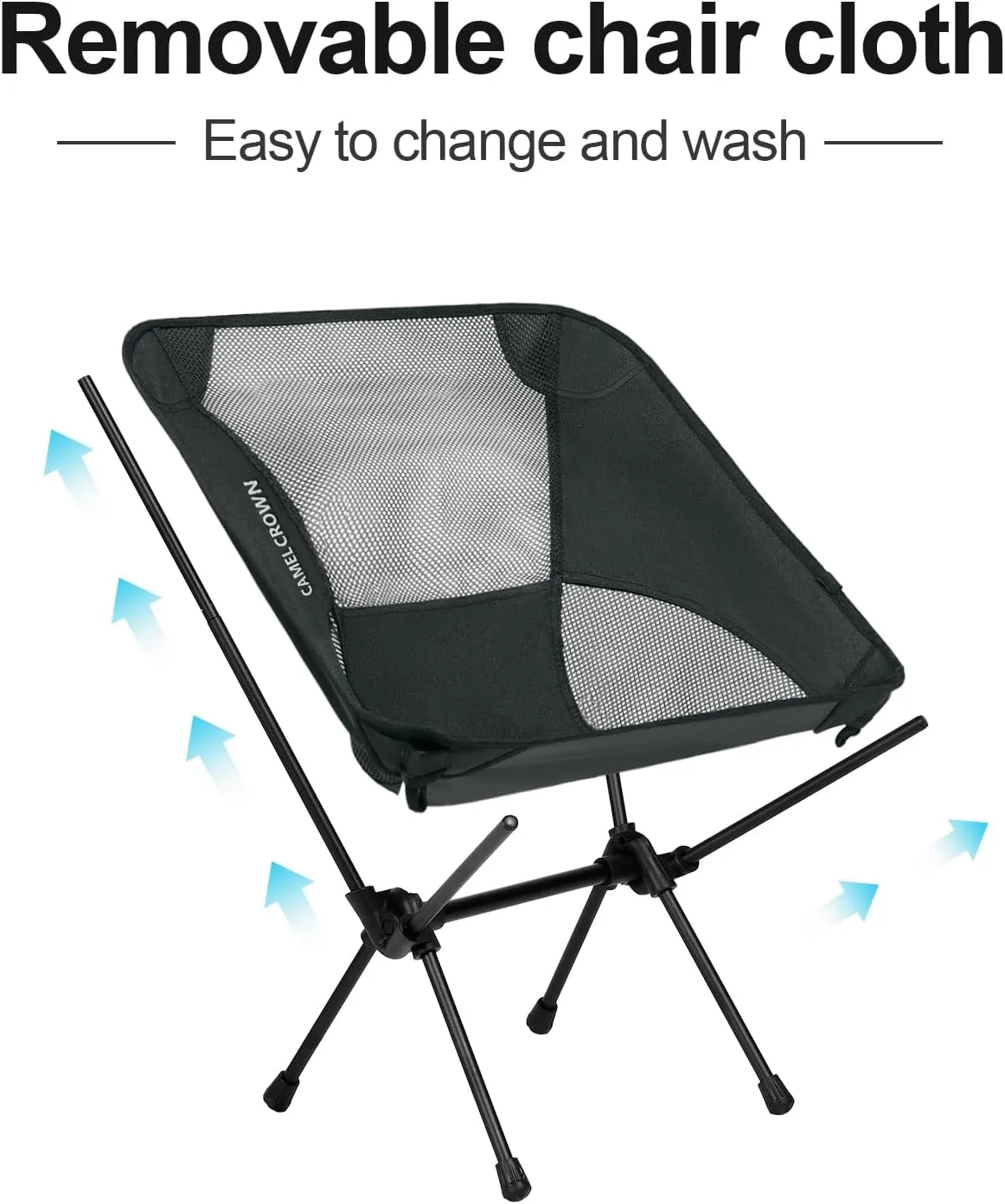 CAMEL CROWN Portable Camping Chair Lightweight Compact Folding Chair Mesh for Outdoor Camp Travel Beach Picnic Festival Hiking Backpacking Black
