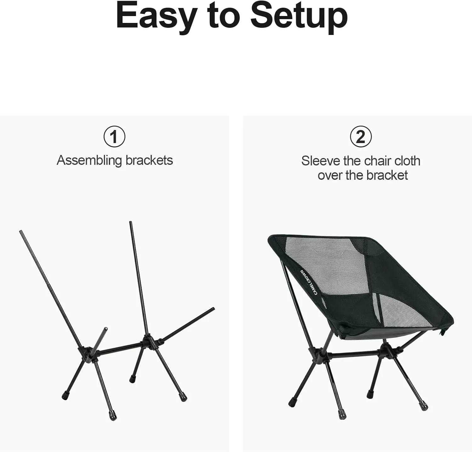 CAMEL CROWN Portable Camping Chair Lightweight Compact Folding Chair Mesh for Outdoor Camp Travel Beach Picnic Festival Hiking Backpacking Black