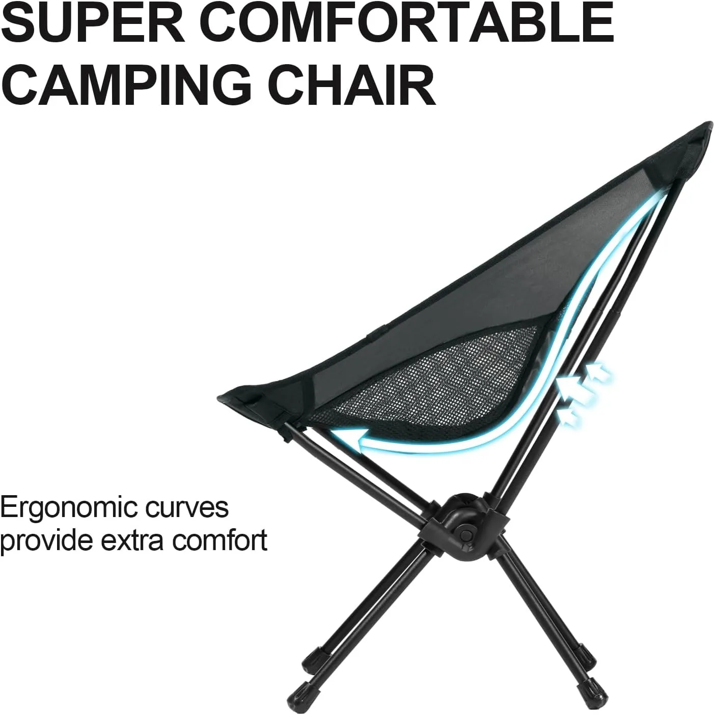 CAMEL CROWN Portable Camping Chair Lightweight Compact Folding Chair Mesh for Outdoor Camp Travel Beach Picnic Festival Hiking Backpacking Black