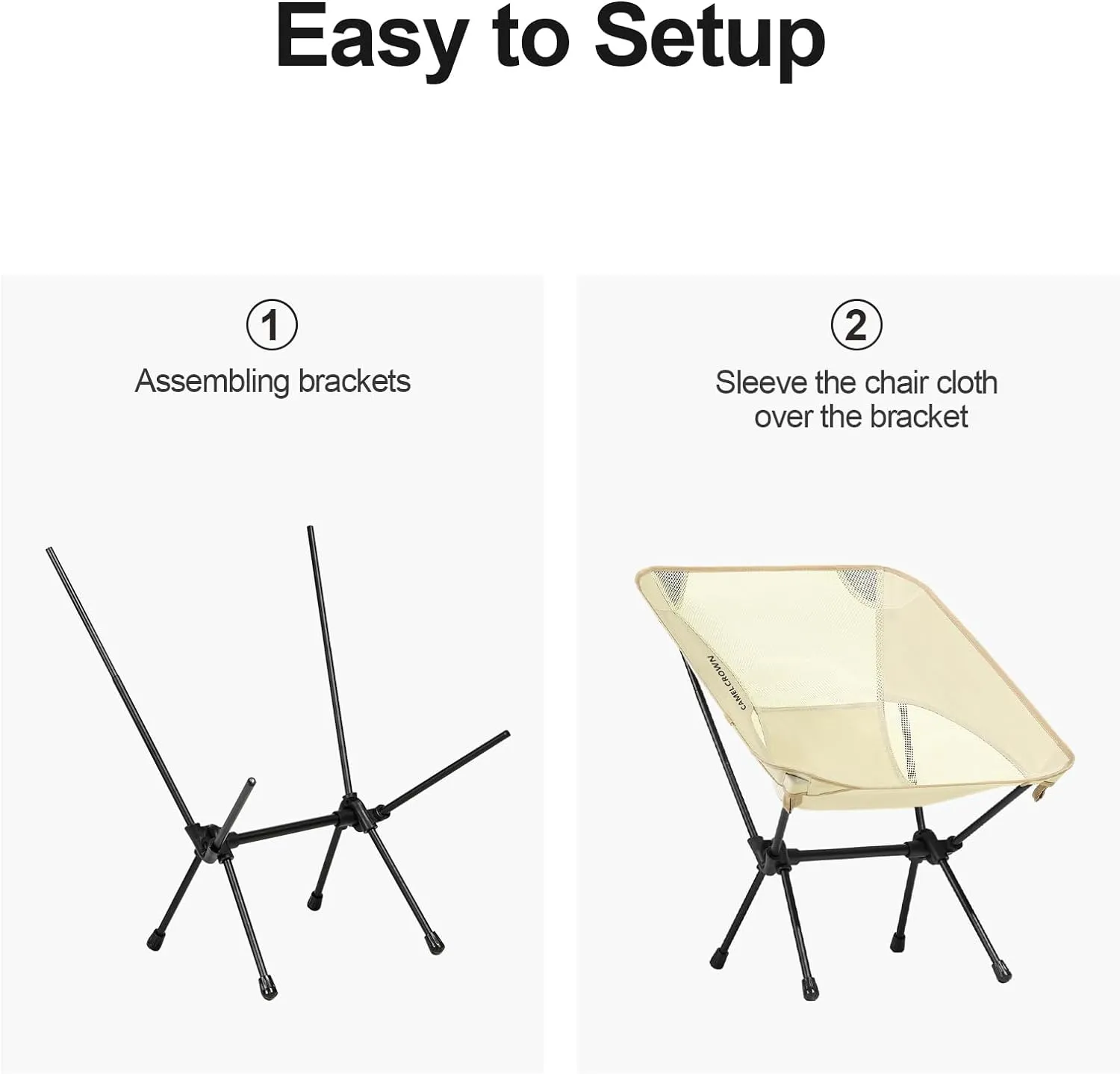 CAMEL CROWN Portable Camping Chair Lightweight Compact Folding Chair Mesh for Outdoor Camp Travel Beach Picnic Festival Hiking Backpacking White