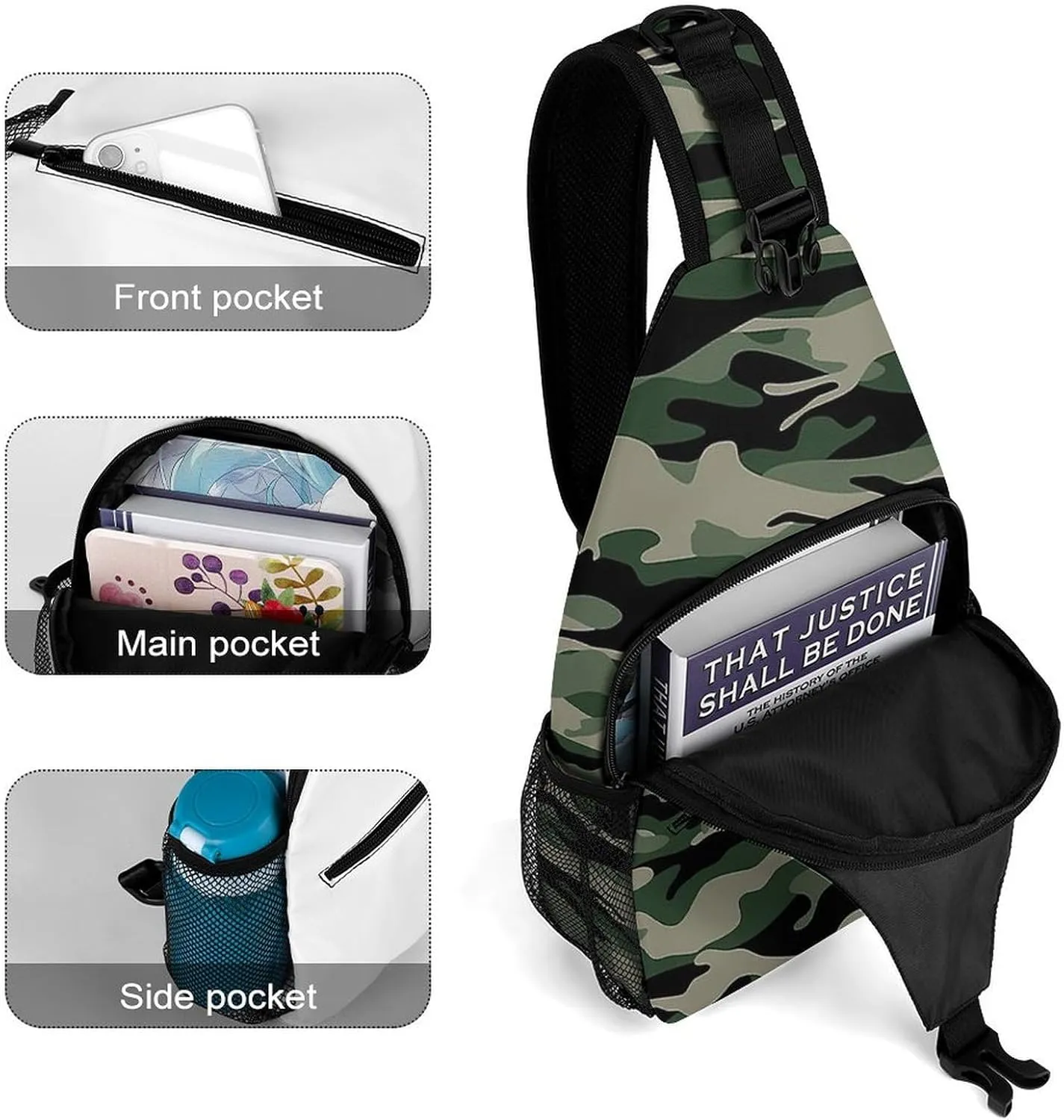 Camouflage Grey Versatile And Convenient Multipurpose Crossbody Bag - Perfect for Travel And Hiking