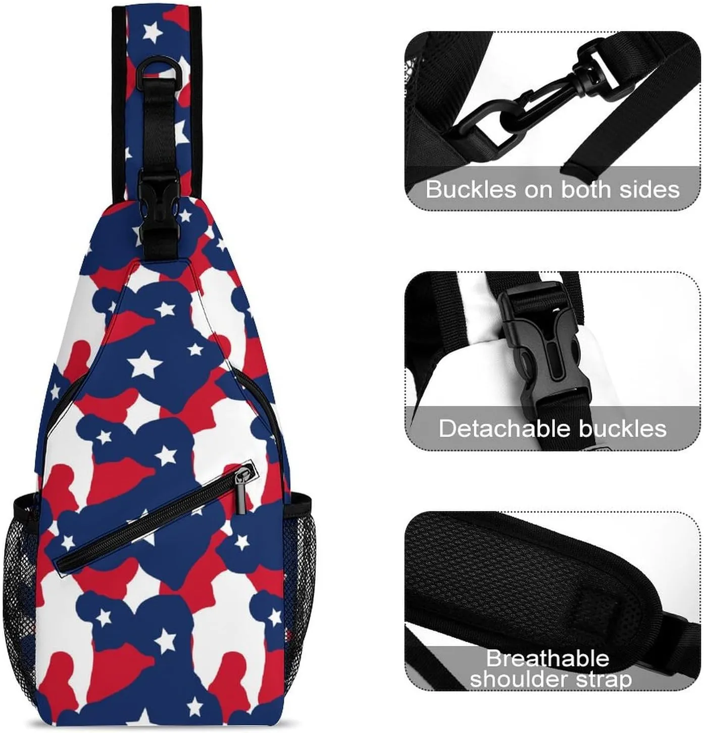 Camouflage Pattern with Stars Versatile And Convenient Multipurpose Crossbody Bag - Perfect for Travel And Hiking