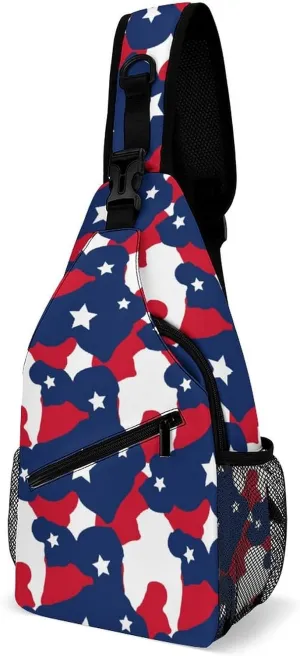 Camouflage Pattern with Stars Versatile And Convenient Multipurpose Crossbody Bag - Perfect for Travel And Hiking