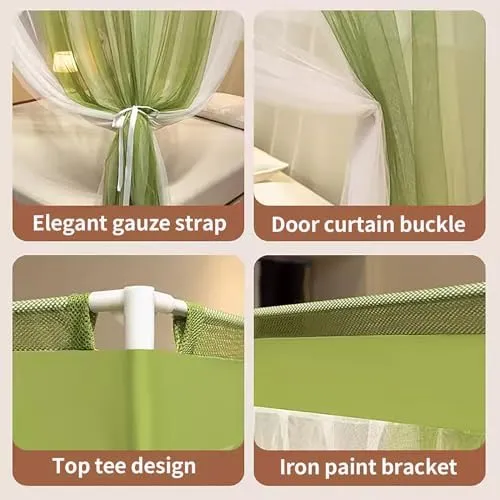 Canopy Bed Curtains Bed Netting Canopy 4 Corner Post Bed Canopy Frame Mosquito Net for Bed Canopy Bed Frame Post Poles Outer Bed Support Canopy,Pink b,Twin