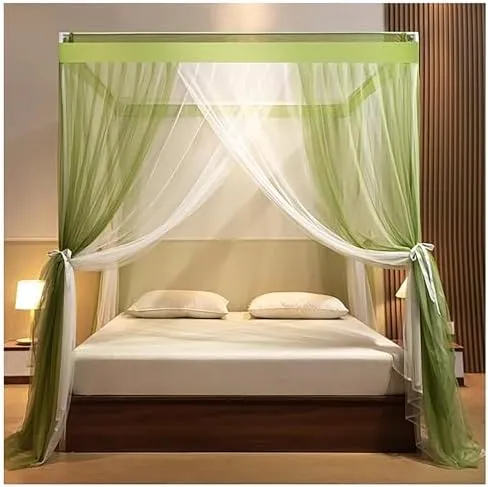 Canopy Bed Curtains Bed Netting Canopy 4 Corner Post Bed Canopy Frame Mosquito Net for Bed Canopy Bed Frame Post Poles Outer Bed Support Canopy,Pink b,Twin