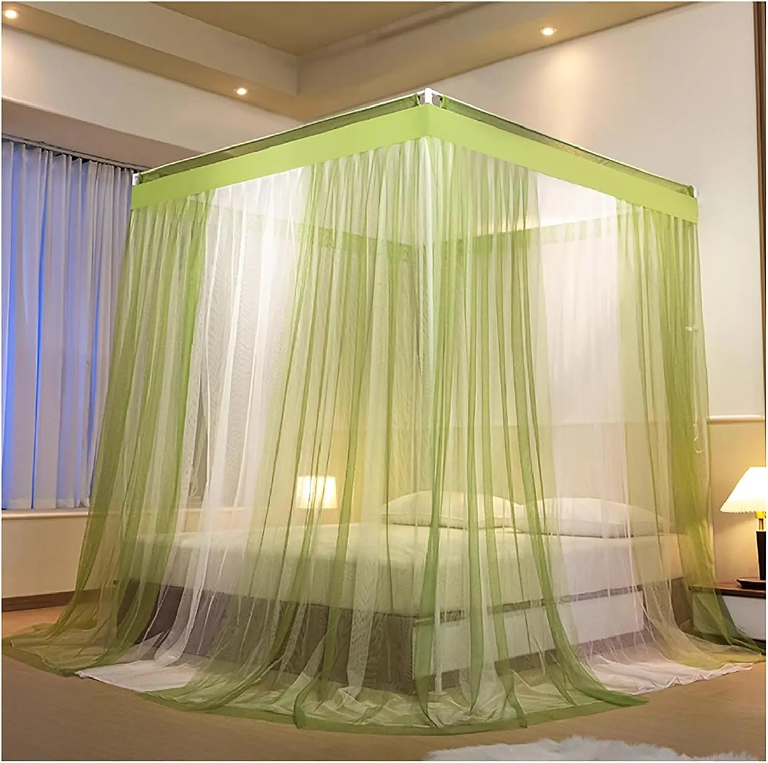 Canopy Bed Curtains Bed Netting Canopy 4 Corner Post Bed Canopy Frame Mosquito Net for Bed Canopy Bed Frame Post Poles Outer Bed Support Canopy,Pink b,Twin
