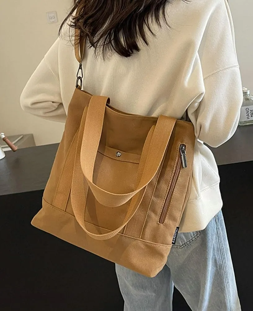 Canvas Shoulder Bag for Women Men Retro Crossbody Bag Hobo Bags Slouchy Tote Bag Casual Handbag Purse