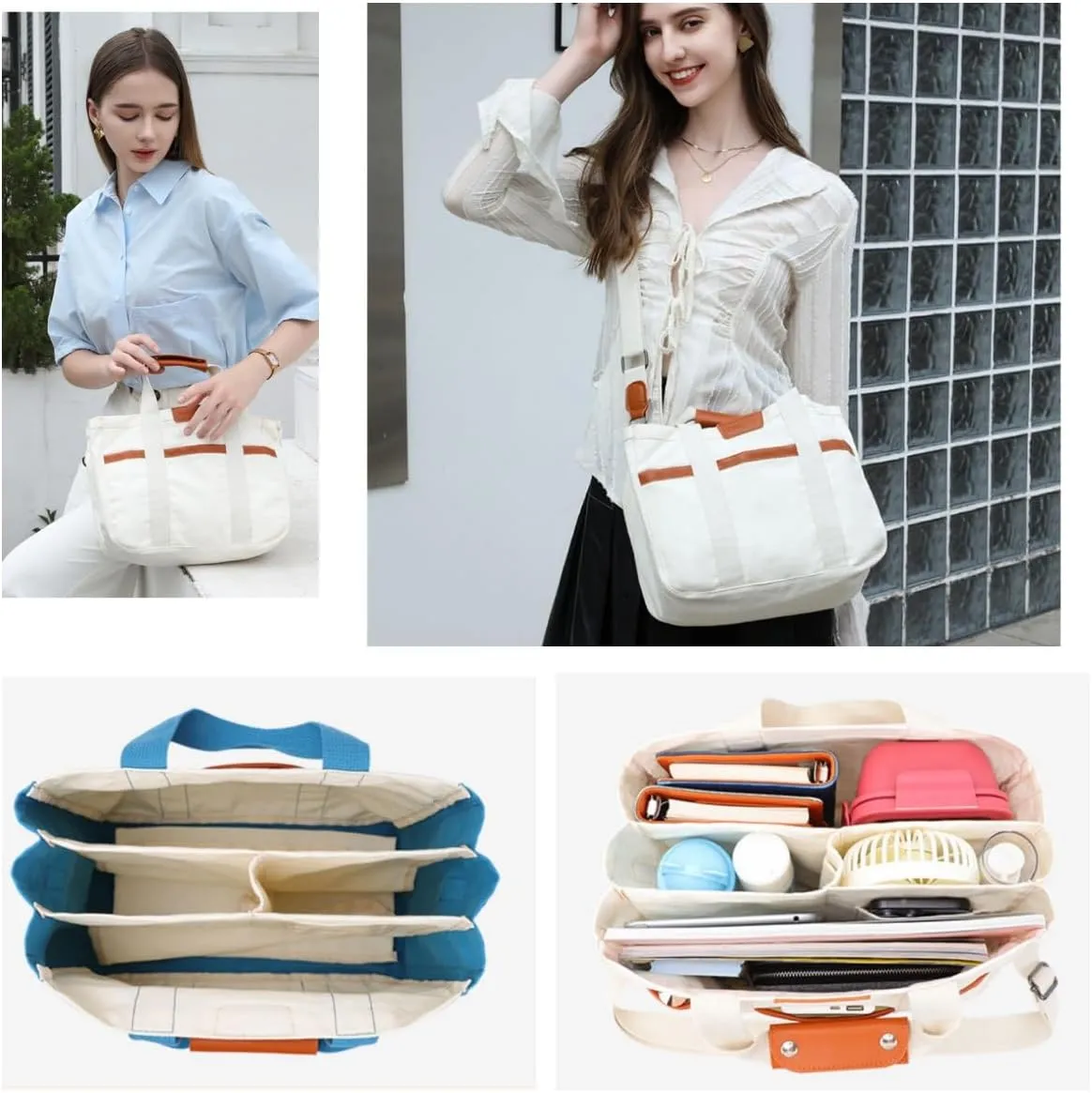 Canvas Tote Bag for Women,Womens Purse Handbags Totes Bags Crossbody Work Laptop Book Bag for Travel Nurse College Gift