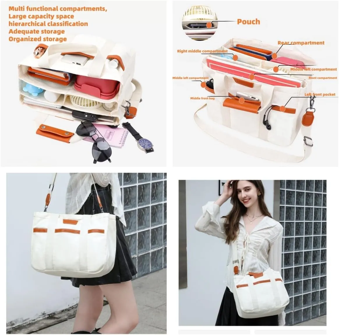 Canvas Tote Bag for Women,Womens Purse Handbags Totes Bags Crossbody Work Laptop Book Bag for Travel Nurse College Gift