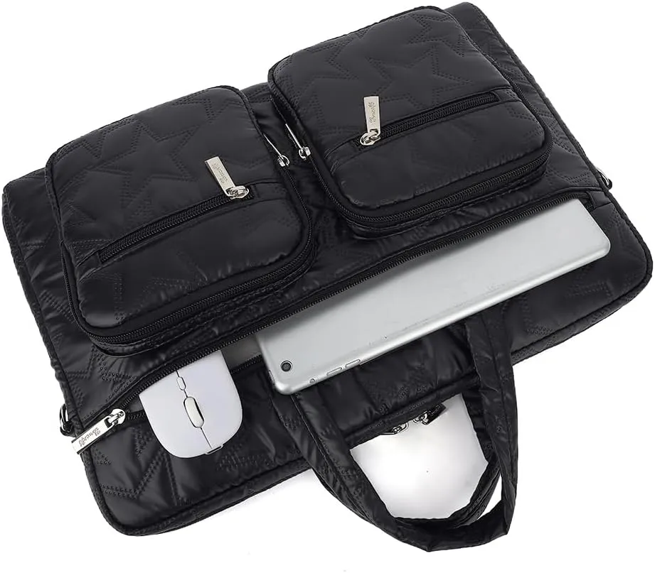 canvaslife15-15.6 inch Laptop Shoulder Bag, for MacBook Pro 16, Hp Lenovo Dell 14 inch Waterproof Messenger Bag Case Sleeve (Black)