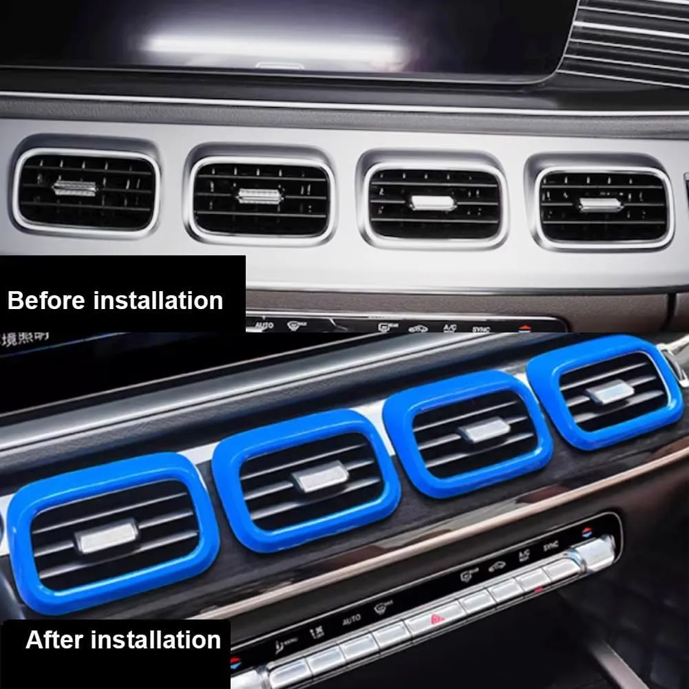 Car Central Control Air Outlet Frame Blue Cover Trim,Air Conditioning Outlet Frame Compatible with Mercedes Benz GLE Class W167 V167 GLS X167 Interior Accessories