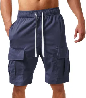 Cargo Shorts for Men Stretch Waist Casual Loose Drawstring Quick Dry Hiking Tactical Outdoor Work Shorts Summer 2025