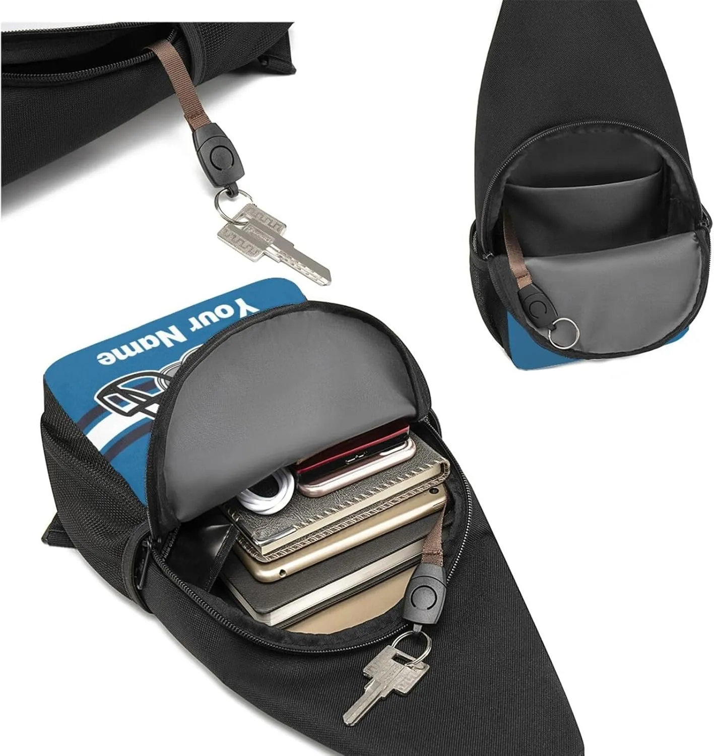 Carolina Sling Bag,Custom Crossbody Sling Backpack With Name And Number,Personalized Cross Chest Bags,Sling Shoulder Backpack Daypack For Men Women Travel Outdoor
