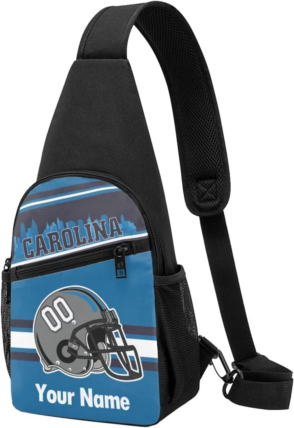 Carolina Sling Bag,Custom Crossbody Sling Backpack With Name And Number,Personalized Cross Chest Bags,Sling Shoulder Backpack Daypack For Men Women Travel Outdoor