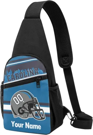 Carolina Sling Bag,Custom Crossbody Sling Backpack With Name And Number,Personalized Cross Chest Bags,Sling Shoulder Backpack Daypack For Men Women Travel Outdoor