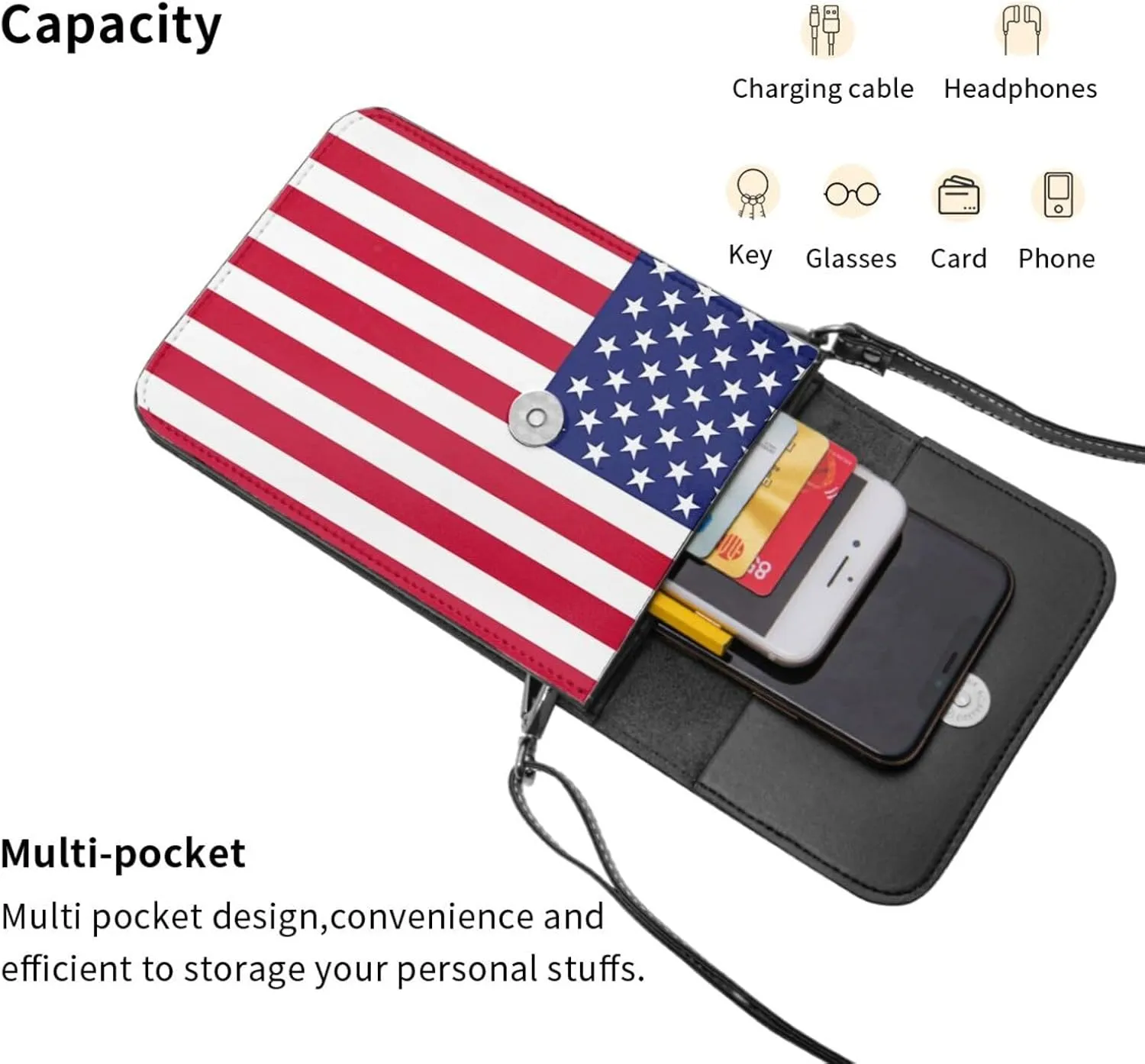 Carton Thunders Leather Crossbody Phone Purse for Women Cute Wallet Bags Lightweight Mini Sling Bag