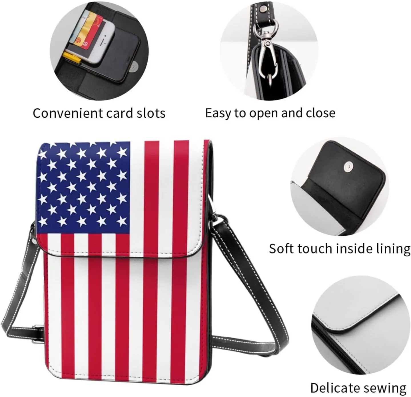 Carton Thunders Leather Crossbody Phone Purse for Women Cute Wallet Bags Lightweight Mini Sling Bag