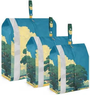 Cartoon Animation Sense Yellow Field 3 Piecing Packing Travel Bag Foldable Closet Organizer Bags For Luggage Storage Containers For Organizing