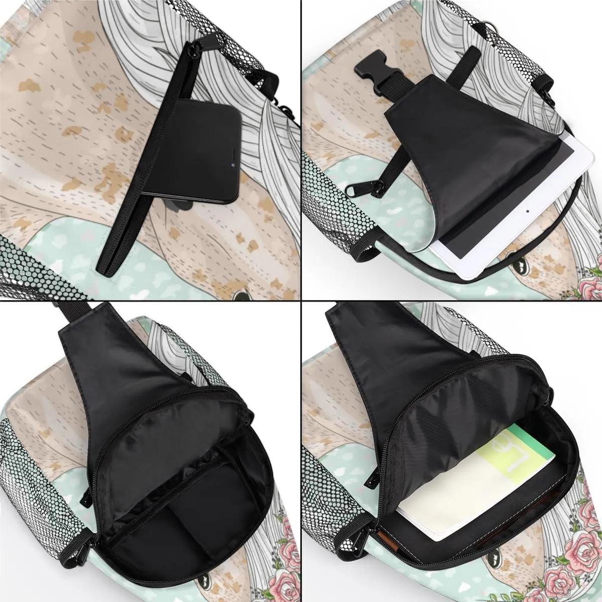 Cartoon Horse Sling Bag for Women Men Chest Shoulder Backpack Multipurpose Crossbody Bag Lightweight Travel Hiking Daypack