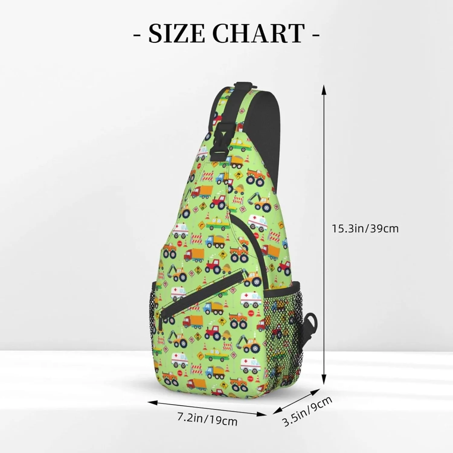 Cartoon Truck Sling Daypacks Crossbody Backpack Chest Bag Lightweight Shoulder Bag Travel Hiking Cycling For Men Women