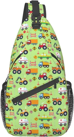 Cartoon Truck Sling Daypacks Crossbody Backpack Chest Bag Lightweight Shoulder Bag Travel Hiking Cycling For Men Women