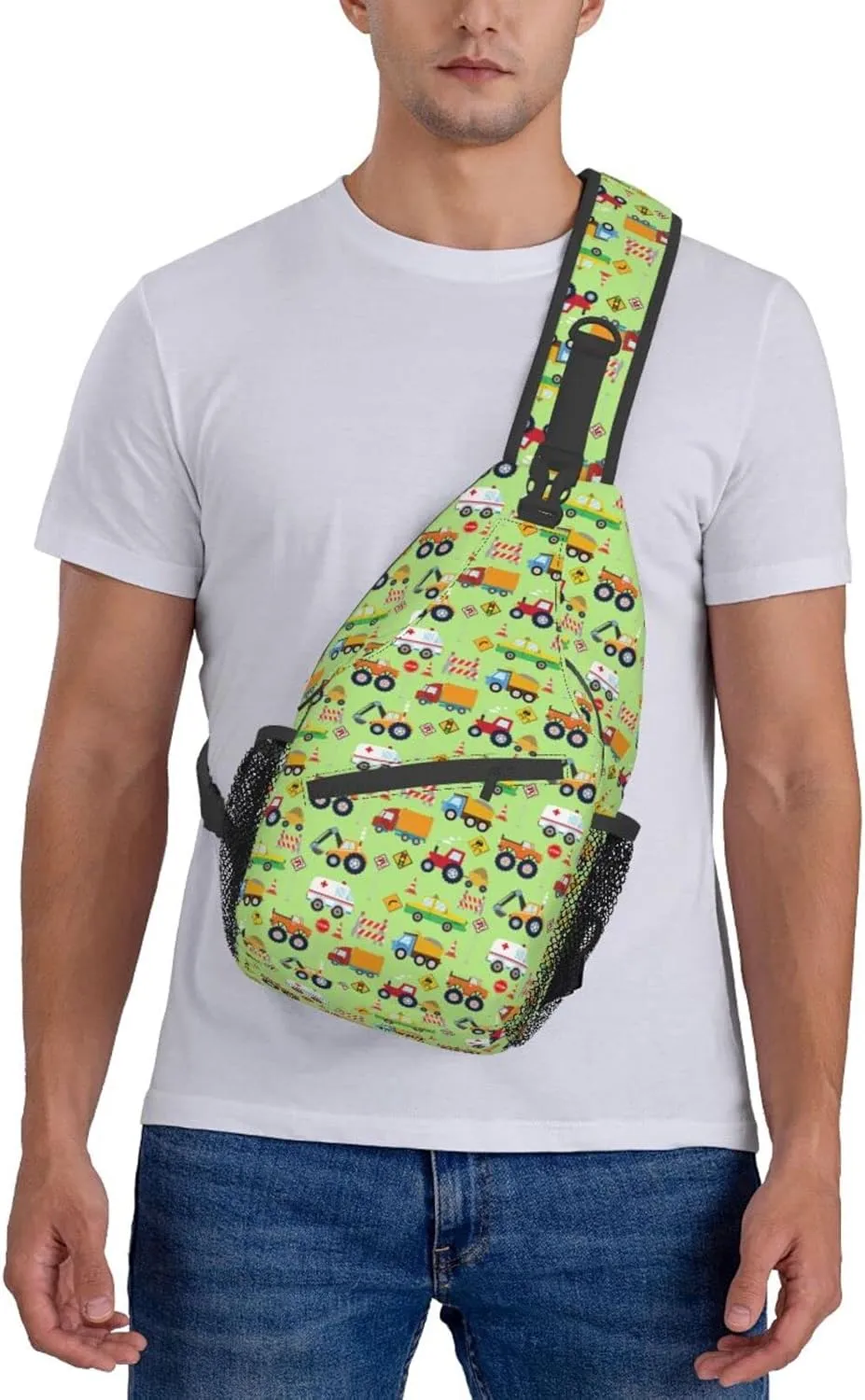 Cartoon Truck Sling Daypacks Crossbody Backpack Chest Bag Lightweight Shoulder Bag Travel Hiking Cycling For Men Women