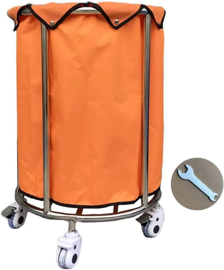 Carts Tray Trolley Cart Beauty Salon Trolley Housekeeping Rolling Laundry Collector Trolley with Removable Bag, Wheeled