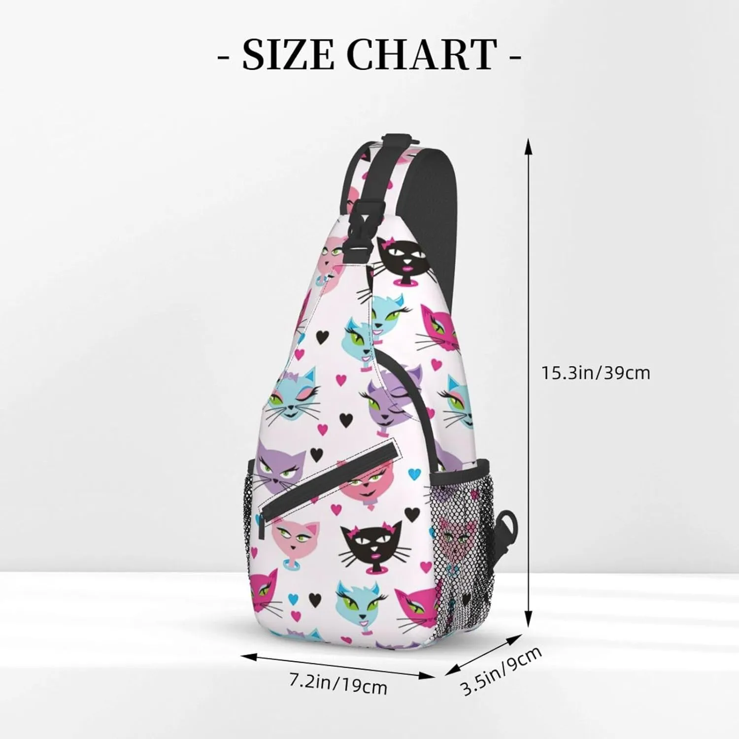 Carttoon Cat Crossbody Bag Chest Shoulder Bag Small Casual Backpack Suitable For Women Men Hiking