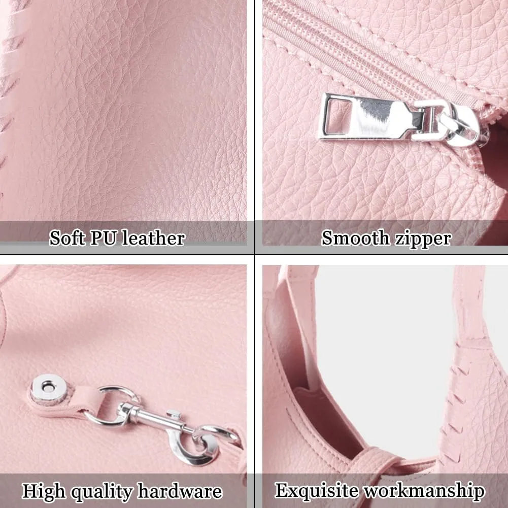 Casual Zipper Tote Bag for Women Soft PU Leather Hobo Bag Slouchy Shoulder Purse for Work Travel