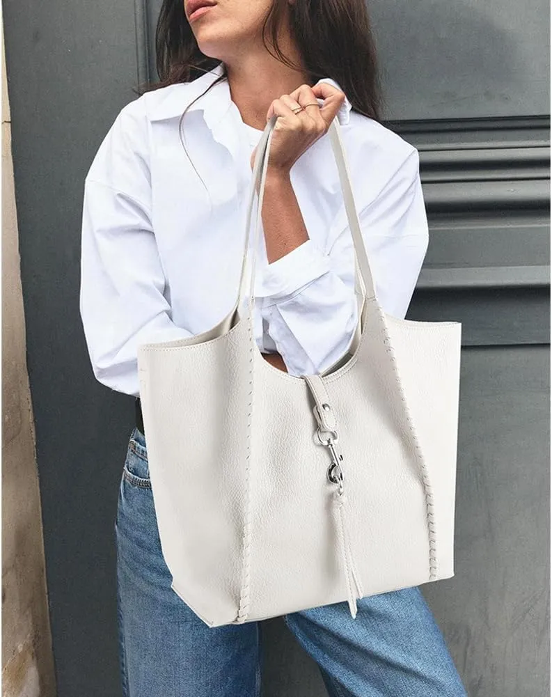 Casual Zipper Tote Bag for Women Soft PU Leather Hobo Bag Slouchy Shoulder Purse for Work Travel