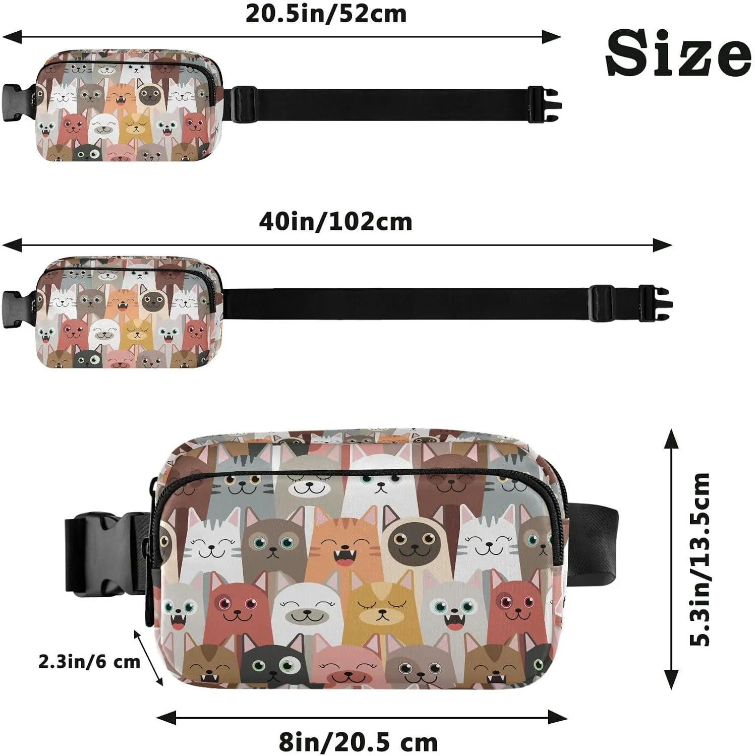 Cat Fanny Pack women Belt Bag Fashion Everywhere Waist Bags with Adjustable Strap for Workout Running Traveling Hiking
