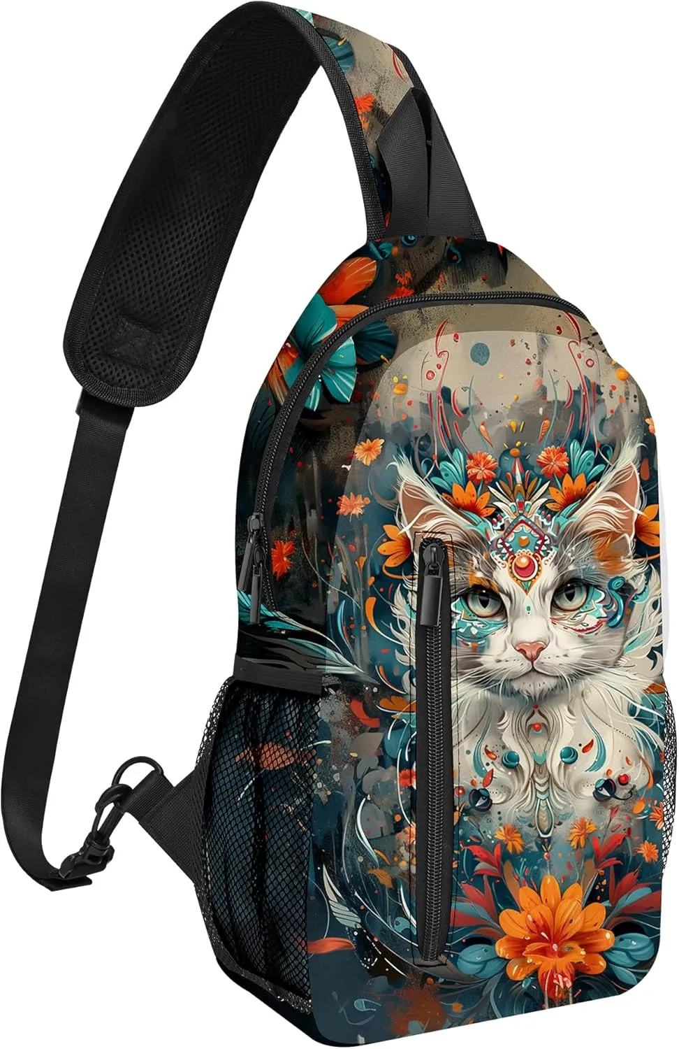 Cat Sling Bag Travel Sling Backpack Lightweight Chest Daypack with Adjustable Strap for Women Sports Running Hiking