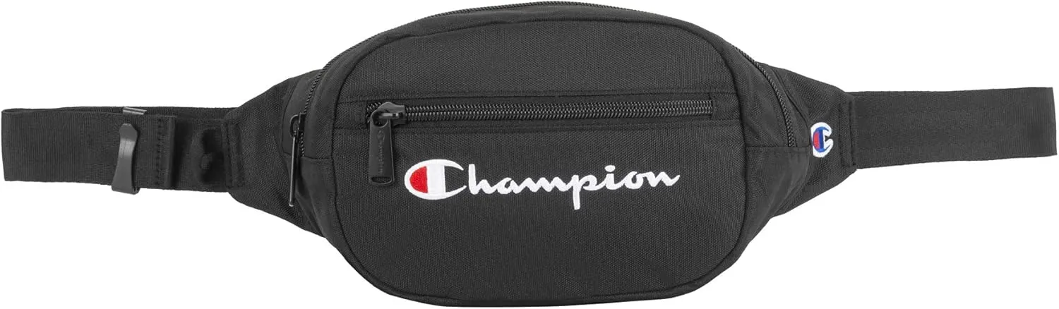 Champion Waist Pack, Black/White Logo, One Size