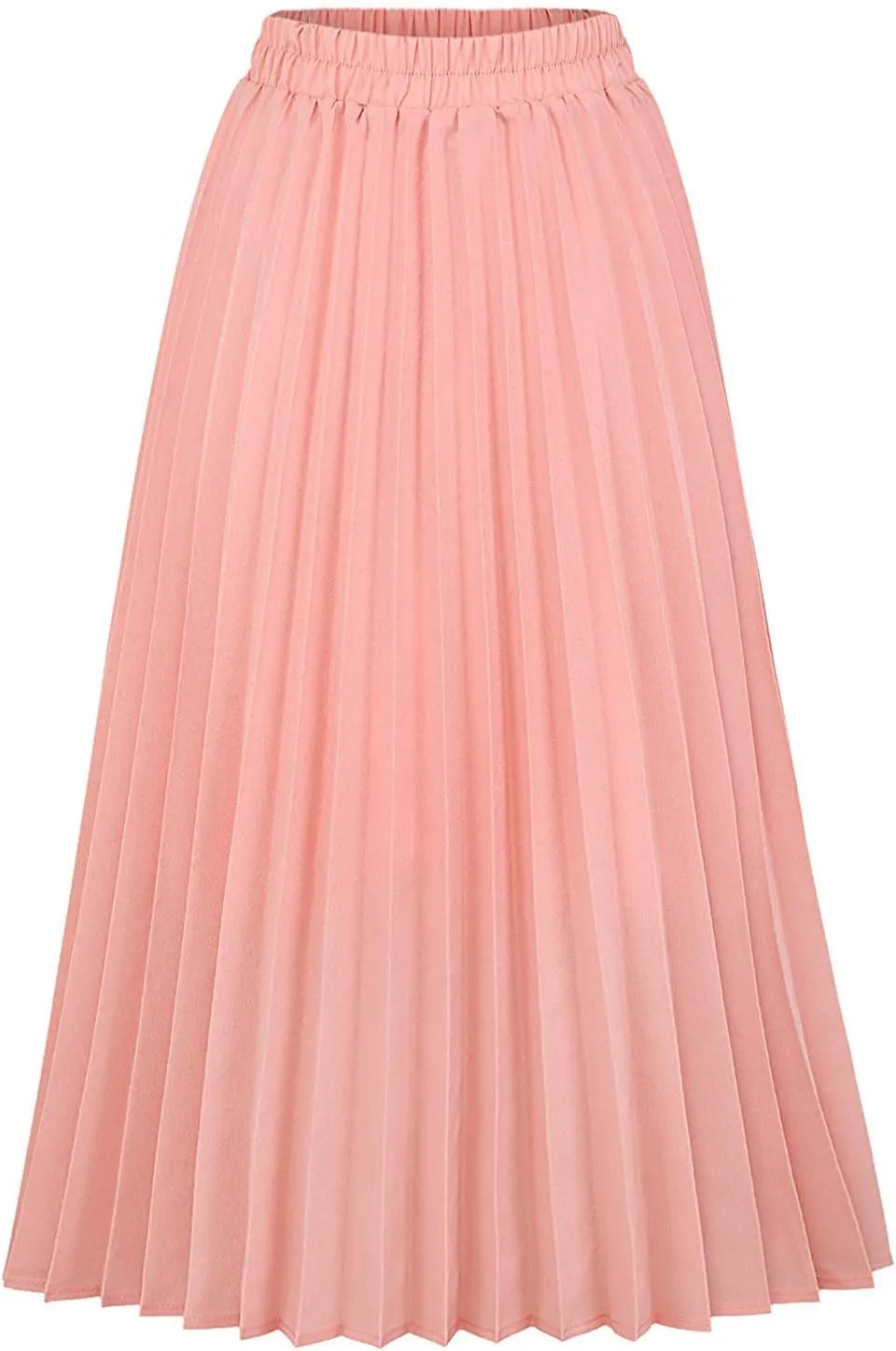 CHARTOU Womens Chic Elastic High Waisted A Line Leopard Print Pleated Shirring Midi-Long Skirt