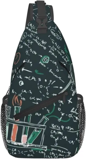 Chemistry Laboratory Patterrn Chest Bags Sling Backpack Casual Crossbody Shoulder Chest Bag For Travel Hiking Biking Cycling