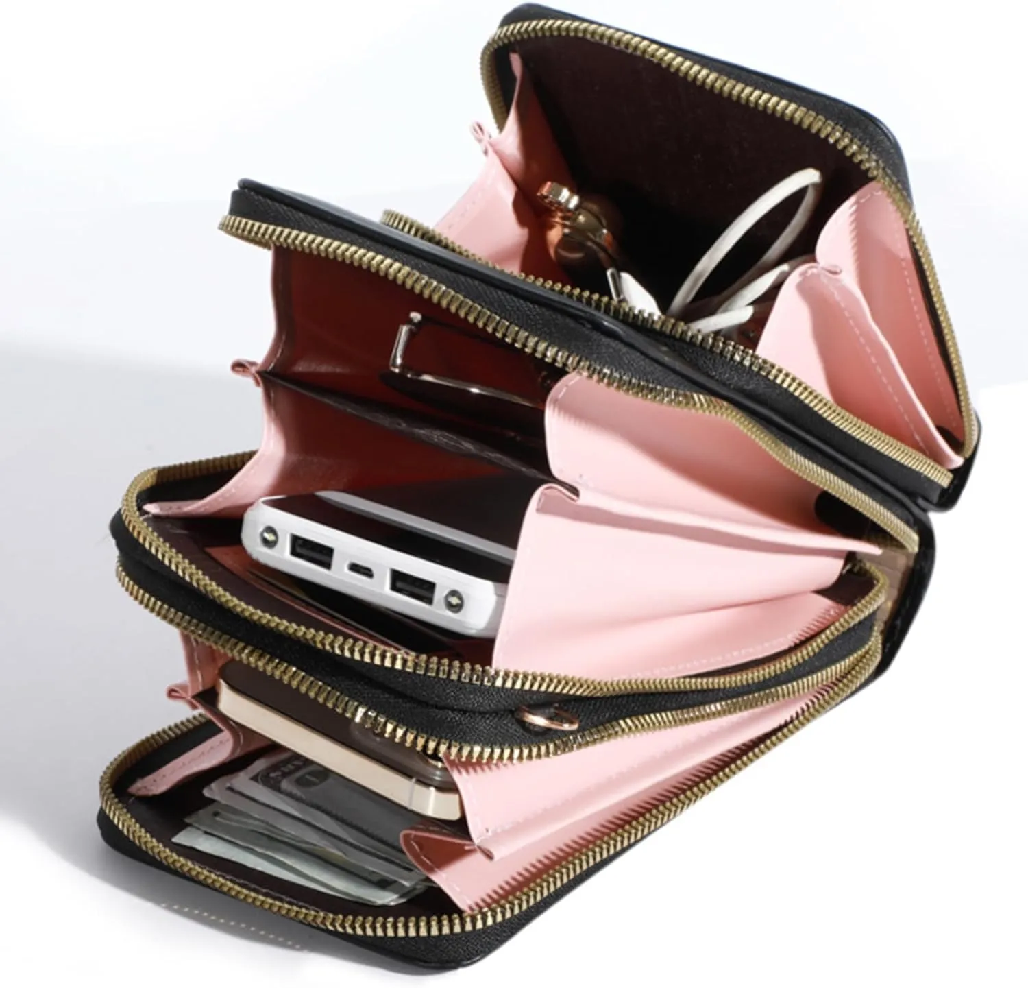 Cherishion Leather Small Crossbody Bag, Leather Small Crossbody Bag/Mini Messenger Shoulder Handbag, Mobile Phone Wallet