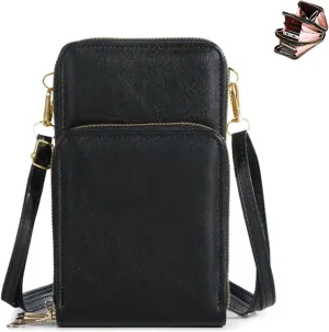 Cherishion Leather Small Crossbody Bag, Leather Small Crossbody Bag/Mini Messenger Shoulder Handbag, Mobile Phone Wallet