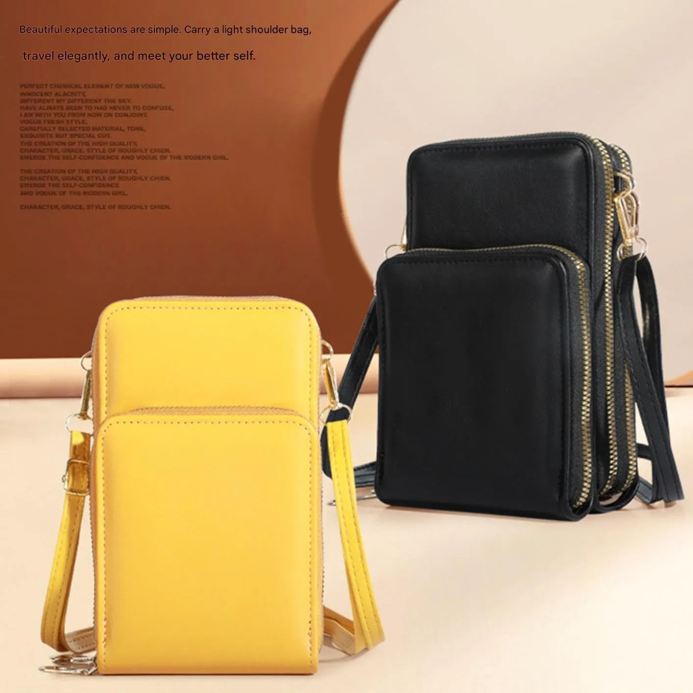 Cherishion Leather Small Crossbody Bag, Leather Small Crossbody Bag/Mini Messenger Shoulder Handbag, Mobile Phone Wallet