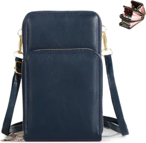 Cherishion Leather Small Crossbody Bag, Leather Small Crossbody Bag/Mini Messenger Shoulder Handbag, Mobile Phone Wallet